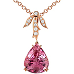 آویز و پلاک تورمالین طلا رزگلد زنانه جواهر نگین الماس تراش برلیان مدل:npdf13314 