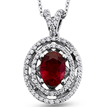 آویز و پلاک گردنبند طلا زنانه جواهر یاقوت سرخ و الماس تراش برلیان مدل:npdf13315