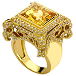 انگشتر طلا زرد زنانه 18 عیار و  جواهر سیترین و الماس تراش برلیان: مدلrgf1818 