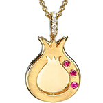 پلاک و آویز گردنبند طلا انار نگین یاقوت سرخ و برلیان مدل:npdf13319