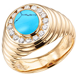 انگشتر فیروزه طلا مردانه جواهر نگین الماس برلیان مدلrgm1684