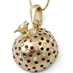 پلاک گردنبند انار طلا زنانه جواهر یاقوت سرخ و برلیان مدل:npdf13323