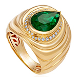 انگشتر طلا زنانه زمرد و جواهر الماس برلیان طرح مجلسی مدلrgf1820