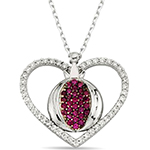 پلاک قلب طلا زنانه و طرح انار با نگین یاقوت سرخ و برلیان مدل: npdf13325