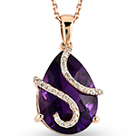 پلاک طلا زنانه آمیتیست تراش اشک و جواهر الماس تراش برلیان مدل: npdf13329 