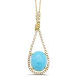 پلاک طلا زنانه فیروزه و جواهر الماس تراش برلیان مدل: npdf13332