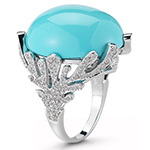 انگشتر طلا زنانه فیروزه و جواهر الماس تراش برلیان مدل: rgf1824