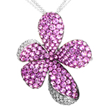 پلاک گل طلا زنانه جواهر نگین آمیتیست و الماس تراش برلیان مدل: npdf13334