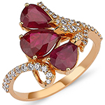 انگشتر طلا زنانه و جواهر یاقوت سرخ و الماس تراش برلیان: مدلrgf1826 