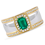 انگشتر زمرد مردانه طلا و جواهر نگین الماس تراش برلیان طرح لاکچری: مدل rgm1691 