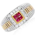 انگشتر رولکس مردانه طلا و جواهر نگین یاقوت سرخ و برلیان مدل: rgm1693