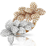 انگشتر طلا گل زنانه جواهر نگین الماس تراش برلیان مدل: wrdf21679