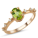 انگشتر طلا زنانه 18 عیار و جواهر نگین زبرجد و برلیان مدل: rgf1828