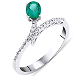 انگشتر طلا سفید زنانه 18 عیار جواهر زمرد و الماس تراش برلیان: مدلrgf1829 