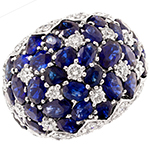 انگشتر بزرگ زنانه طلا و جواهر یاقوت کبود و الماس برلیان: مدلrgf1834 