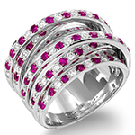 انگشتر طلا زنانه مجلسی نگین یاقوت سرخ و الماس تراش برلیان مدل: rgf1835