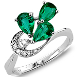 انگشتر طلا زنانه ظریف 18 عیار و جواهر زمرد و برلیان مدل: rgf1835