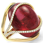 انگشتر طلا زنانه جدید و جواهر عقیق سرخ و الماس تراش برلیان مدل: rgf1386