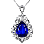 پلاک یاقوت کبود طلا زنانه خیره کننده جواهر و الماس تراش برلیان طرح مجلسی مدل: npdf13337