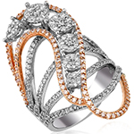 انگشتر الماس زنانه فلاور طلا سفید 18 عیار و جواهر برلیان مدل: wrdf21685