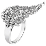 انگشتر الماس زنانه باگت و برلیان طلا سفید طرح بال فرشته مدل: wrdf21686