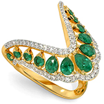 انگشتر طلا زنانه مدرن جواهر زمرد و الماس تراش برلیان مدل: rgf1839 