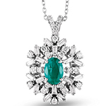 پلاک طلا زنانه جدید مجلسی جواهر زمرد و الماس تراش برلیان و باگت مدل:npdf13343