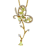 آویز و پلاک طلا دخترانه طرح پروانه و جواهر زبرجد و برلیان مدل: npdf13353