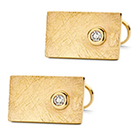 دکمه سردست طلا زرد مردانه 18 عیار و جواهر تک نگین برلیان  مدل cdm1347