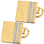  دکمه سرآستین طلا مردانه چهارگوش و دو ردیف جواهر برلیان مدل cdm1348 