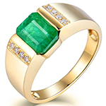 انگشتر طلا مردانه و جواهر زمرد و الماس تراش برلیان مدل: rgm1695