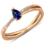 انگشتر طلا زنانه جدید ظریف یاقوت کبود و الماس برلیان طلا رزگلد مدل: rgf1845