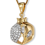 پلاک گردنبند انار طلا و جواهر الماس تراش برلیان ویژه شب یلدا مدل: pdb2340