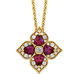 پلاک طلا جدید دخترانه گل شبدر جواهر یاقوت سرخ و برلیان مدل: npdf13359