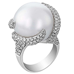 انگشتر طلا زنانه جدید مروارید و برلیان طرح انگشتر مدرن دخترانه مروارید خور مدل: rgf1850