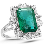 انگشتر طلا بزرگ زنانه مجلسی نگین دار زمرد و برلیان طرح جدید مدل rgf1851