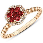 انگشتر طلا زنانه جدید یاقوت سرخ و برلیان طرح انگشتر مینیمال طلا گل رز مدل: rgf1852