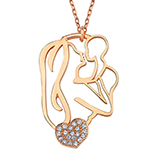 خرید پلاک طلا مادر و فرزند نوزاد جواهر برلیان طرح قلب مدل: pdb2341