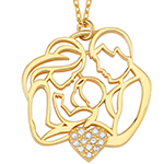 خرید پلاک خانواده طلا و جواهر طرح پدر، مادر و فرزند نگین برلیان مدل: pdb2343