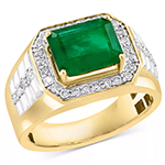 انگشتر رولکس مردانه طلا زرد 18 عیار و جواهر زمرد و الماس تراش برلیان مدل: rgm1703