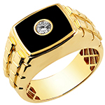 انگشتر طلا مردانه رولکس با نگین جواهر اونیکس و الماس ترش برلیان مدل: rgm1706