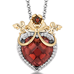 آویز و پلاک طلا جدید زنانه قلب جواهر گارنت و برلیان طرح تاج و قلب مدل: npdf13363