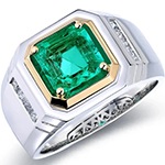 انگشتر طلا مردانه جواهر زمرد و الماس تراش پرنس طرح رجال مدل: rgm1709