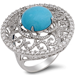 انگشتر طلا زنانه جدید بزرگ و مجلسی فیروزه نیشابور و جواهر برلیان مدل: rgf1854