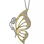 آویز و پلاک گردنبند پروانه الماس تراش برلیان و طلا زرد 18 عیار مدل pdb2346