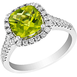 انگشتر طلا زنانه جدید طرح کلاسیک طلا سفید و جواهر نگین زبرجد و الماس تراش برلیان مدل: rgf1855