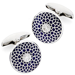 دکمه سردست طلا و جواهر الماس تراش برلیان و میناکاری شده طلا سفید مردانه مدل: cdm1351