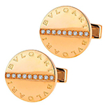 دکمه سردست طلا رزگلد بولگاری مردانه و جواهر نگین برلیان سفید طرح bvlgari مدل: cdm1354