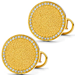 دکمه سردست طلا زرد 18 عیار مات مردانه و جواهر نگین برلیان سفید مدل: cdm1355