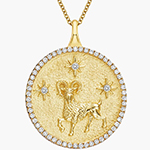 پلاک گردنبند ماه تولد فروردین طلا و جواهر نماد قوچ و نگین الماس تراش برلیان مدل: zpdf1073